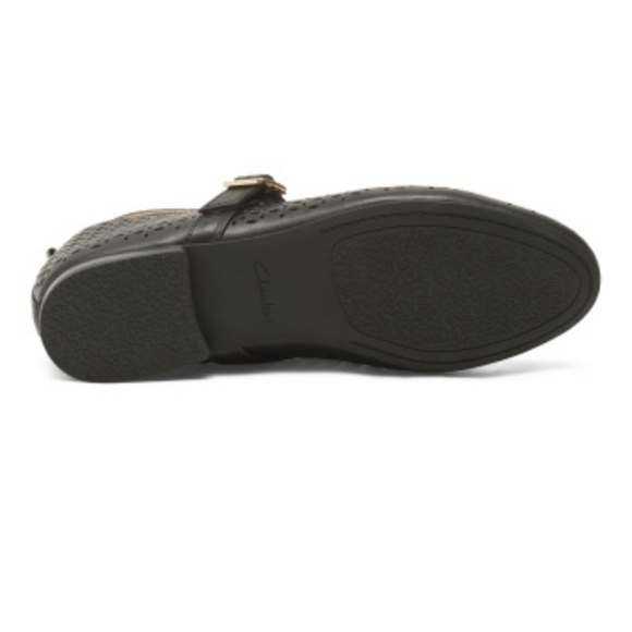 🖤🔹️CLARKS🔹️ Black Leather fawna  Comfort Mary Jane Flats Shoes Size - Picture 5 of 5